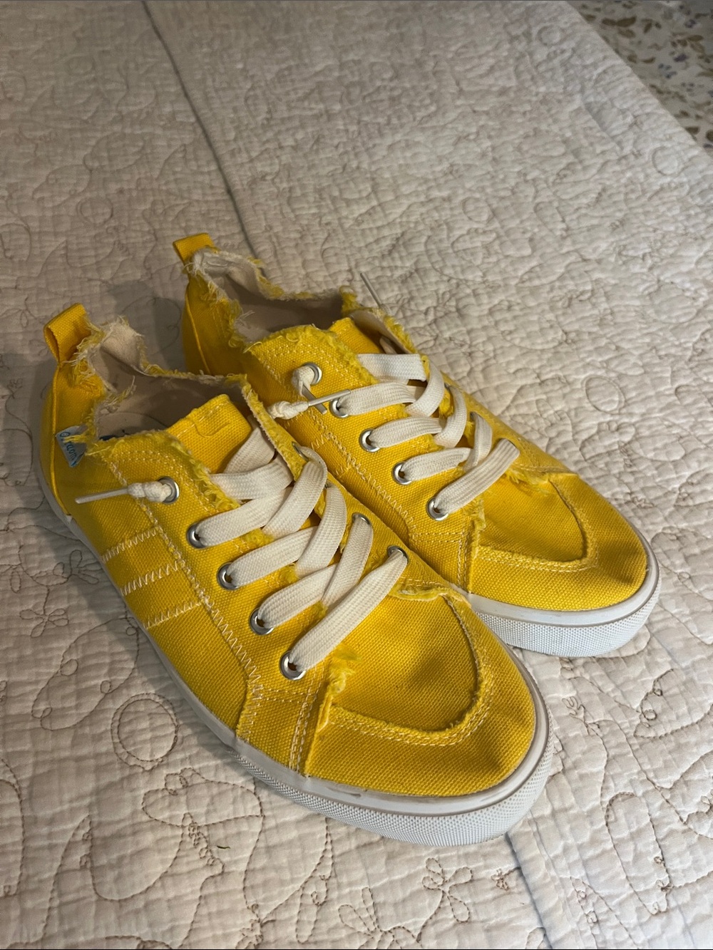 Women’s Yellow Canvas Sneakers with White Laces